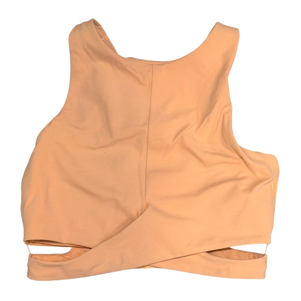 Athleta Sports Bra Womens Small Peach High Neck Crossover Keyhole Active Yoga